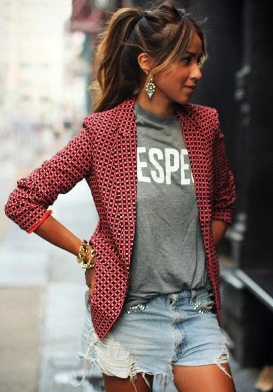 Tinsley | Casual Printed Blazer With Notched Collar for women