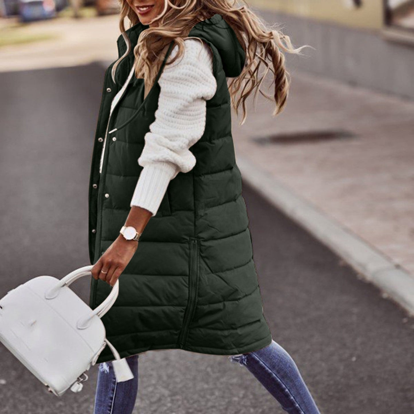 Adaline | Long Winter Vest for Women