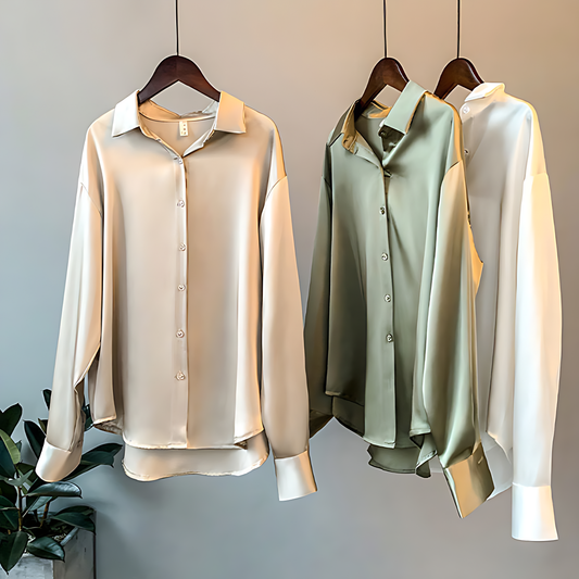 Women’s Elegant Satin Button-Up Blouse