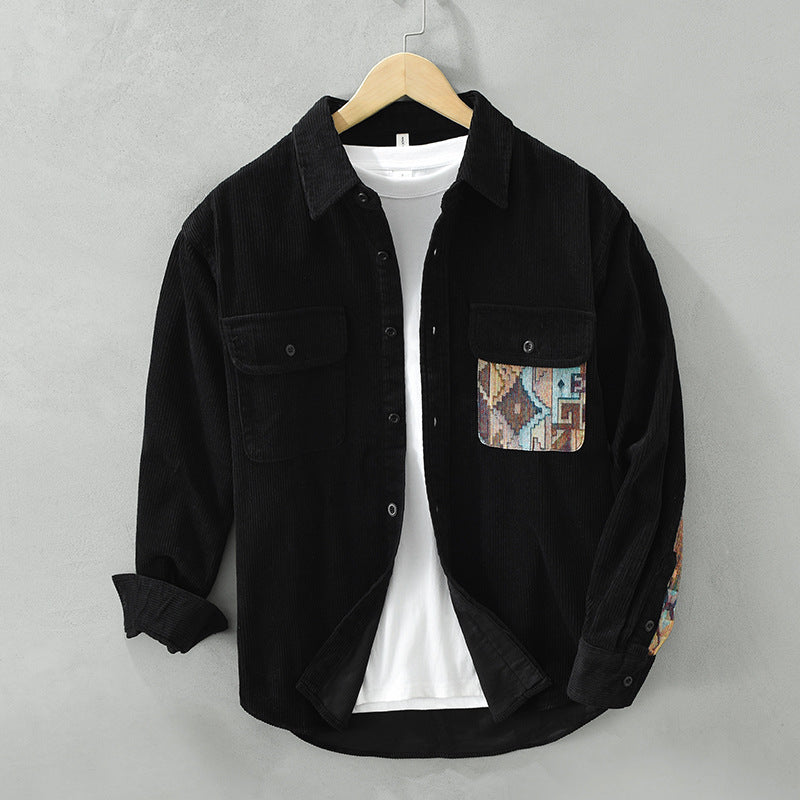 Men’s Corduroy Shirt with Artistic Pocket Detail