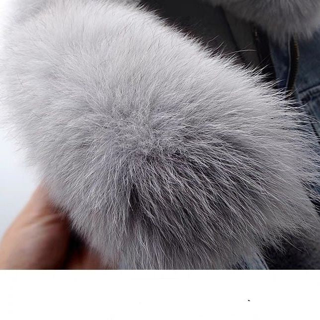Sophia - Chic Women’s Denim Jacket with Luxe Fur Details