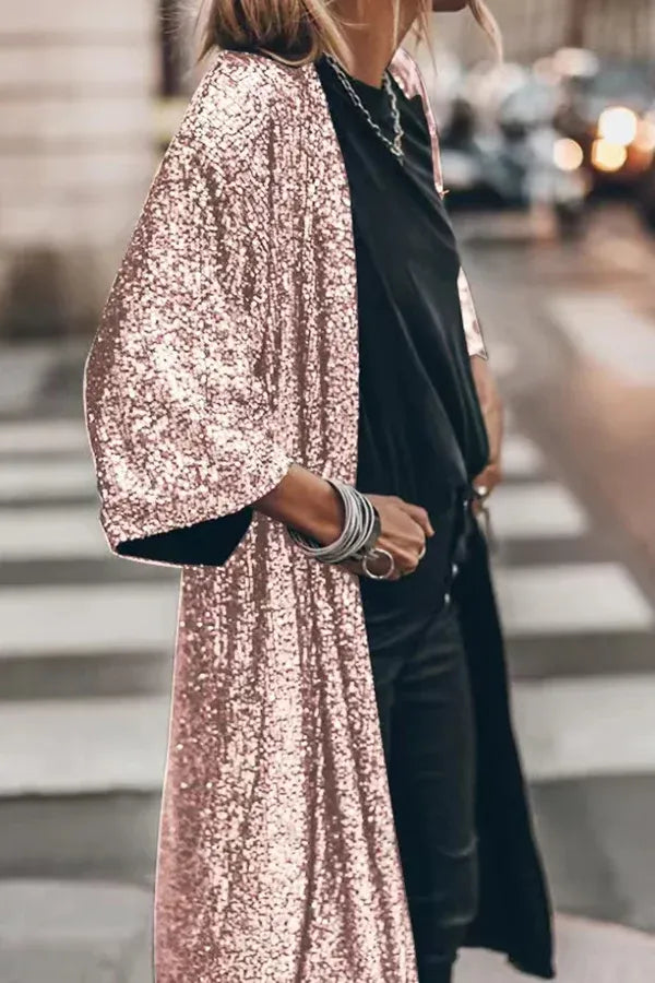 Thalira | Glamour Sequin Kimono with Keyholes for Women