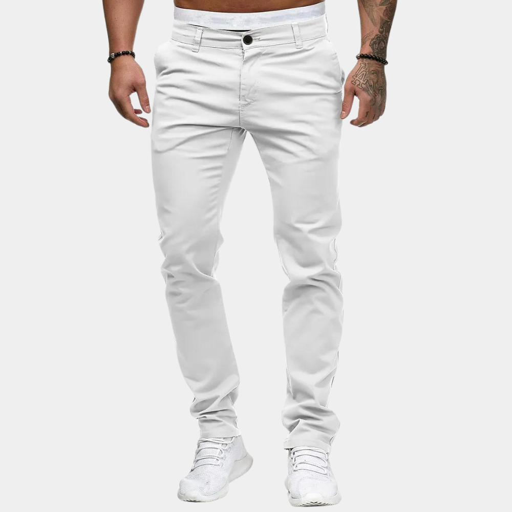 William | Slim Fit Chino Trousers with Side Pockets for Men