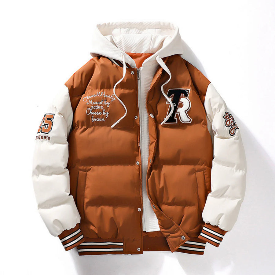 Oliver - Stylish Men's Hooded Varsity Puffer Jacket