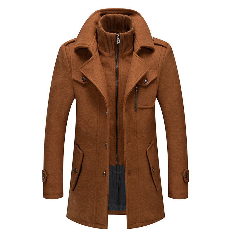 James - Men’s Classic Wool Trench Coat with Inner Zip