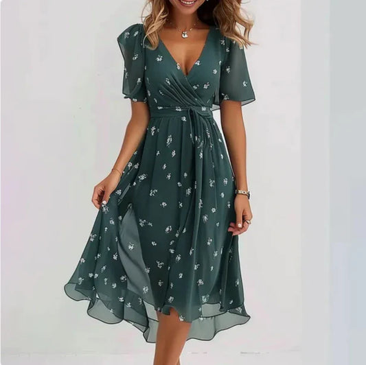Lailani | V-neck dress in flowing fabric for Women